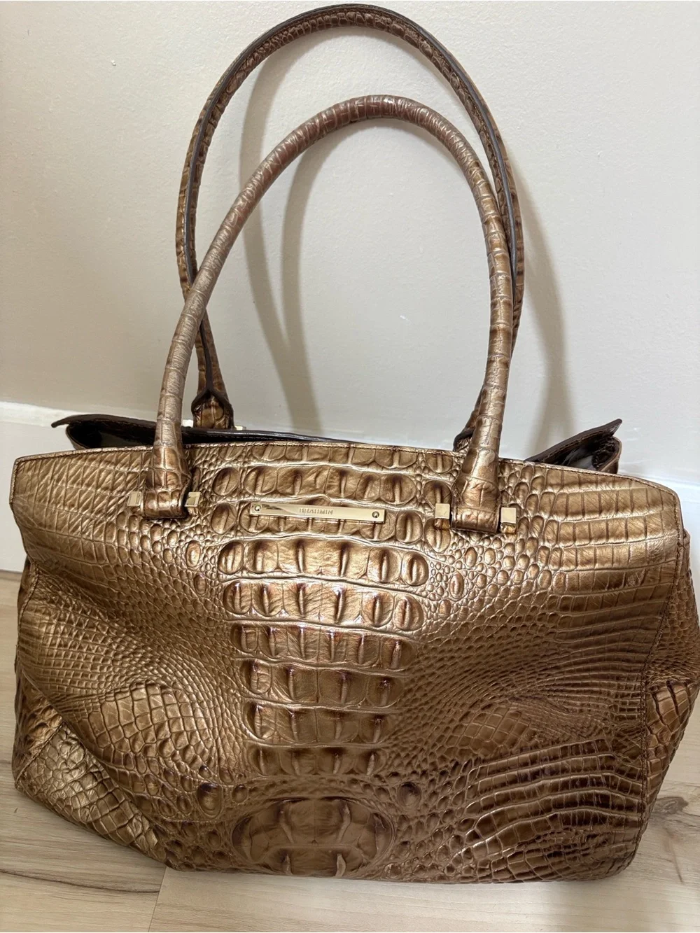 Brahmin Joan Large Tote Champagne Melbourne Croc Embossed Leather